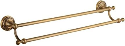 Bathroom Double Towel Rack Towel Bar Antique Copper Towel Hanging Bronze Balcony Bathroom Kitchen Towel Bracket Wall Hanging Tower Hanger/70Cm
