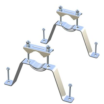 Aimeboost 2 PCS Stainless Steel Antenna Mount Double Wall Mount Antenna Mast Clamp V Jaw Bracket Accessories Kit [ Without The Pole ] for TV CB H
