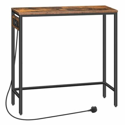 HOOBRO Console Table with Power Outlets, Slim Console Table with Charging Station, Hallway Table, Narrow Sofa Table for Small Spaces, Hallway, En