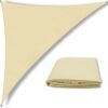 Triangle Sun Sail Shade Waterproof, 3m x 4m x 5m Grey Beige Right Angle Garden Canopy with 2 Colors 4 Sizes Optional, 3 Ropes, UV Block, Patio Su