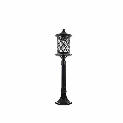 GJCQZQ Exterior Rainproof Vintage European Aluminum Tradition Victoria Garden Patio Lawn Lamp Column Light Retro E27 Glass Lantern Outdoor IP55 W