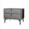 SDFGH Bedroom Furniture Bedside Table Simple Nordic Leather Cabinet, Small Bedside Cabinet with Gray Double Drawer Design