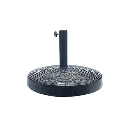 Ram® 10kg Weight Black Weave Parasol Base With Rattan Effect Weave Style Base Umbrella Stand 52cm Diameter