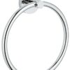 GROHE Start QuickFix Towel Ring (Metal, Concealed Fastening, Including Screws and Dowels, Extra Easy to Fit with GROHE QuickGlue), Size 200 mm, C