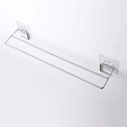 SMLJLQ Stainless steel Towel Holder Rack Wall Mounted Towel Hanger Bathroom Towel Bar Shelf Roll Holder Hanging Hook Bathroom Organizer
