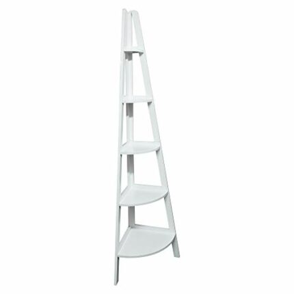 Casual Home White 5 Tier Bookcase with Corner Ladder