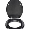 Croydex WL601821H Flexi-Fix Quartz Always Fits Never Slips Anti Bacterial Toilet Seat, Wood, Black, 44.5 x 38 x 6 cm