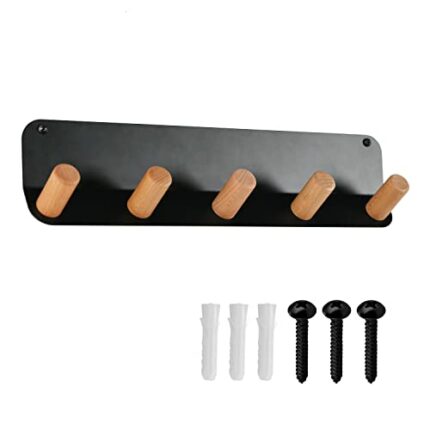 Faveaux Wall Mounted Coat Rack Wood Wall Hooks Hanging Hanger Pegs Metal Wooden Modern Boho Accordion Wall Room Decor Clothing, Coats, Towel, Hat