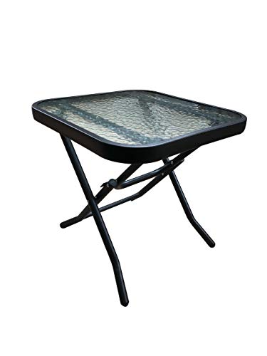 Havnyt Folding Outdoor Side Table Coffee Table Weatherproof Garden Patio Table Metal Black