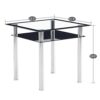 DINGZZ Double-layer Square Tempered Glass Stainless Steel Cylindrical Leg 80 * 80 * 75cm Dining Table Set or 4pcs Dining Chairs