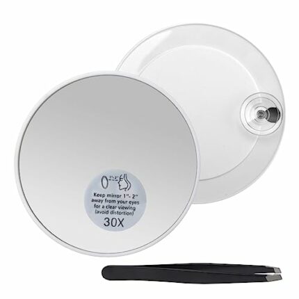 HENGBIRD Magnifying Mirror, 30X Magnifying Mirror Suction Cup Magnifying Makeup Mirror, 15cm Round Travel Mirror Powerful Suction Cup Makeup Mirr