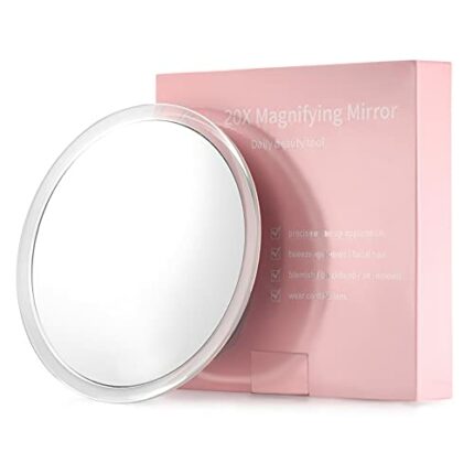 20X Magnifying Mirror with 3 Mounting Suction Cups - 6 Inch - Use for Makeup Mirror - Pluck Eyebrows - Tweezing - Blackhead and Blemish Removal -