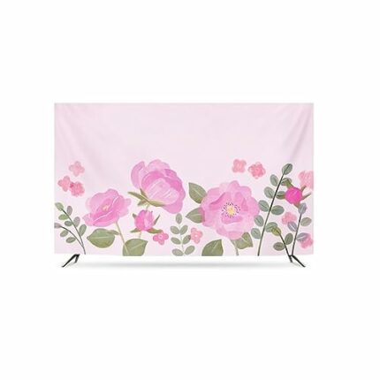 Qvo Romantic Pink Flowers TV Fabric Wall Hanging/curved Screen/LCD TV Dust Cover/TV Cover 32-86in Living Room And Bedroom Decoration,Home Accesso