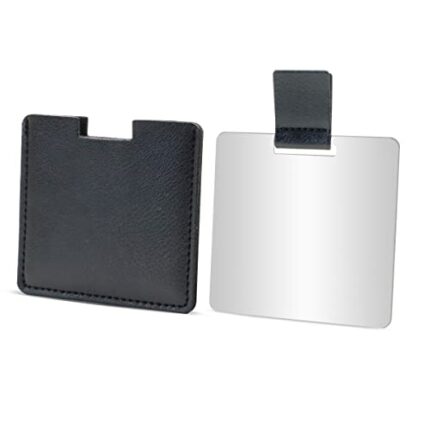 Shatterproof Stainless Steel Compact Mirror for Purses, Unbreakable Mirror Travel with PU Leather Case Cover, Handheld Camping Shaving Mirror for