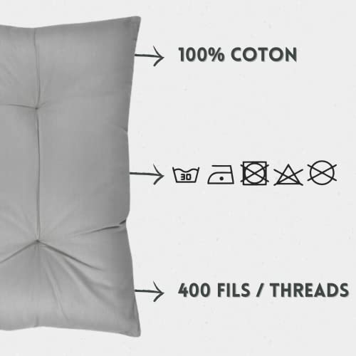 Lovely Casa - Headboard - Size 70 x 45 x 10 cm - 100% cotton - Sage colour - Oxford design - Satin cotton Elegant and soft to the touch - Perfect