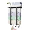 Towel Rack Wall Mounted, BETHOM Towel Racks with Shelf and 3 Hooks for Small Bathroom, Towel Storage Wall Can Holds Up to 3 Large Size(160x100 cm