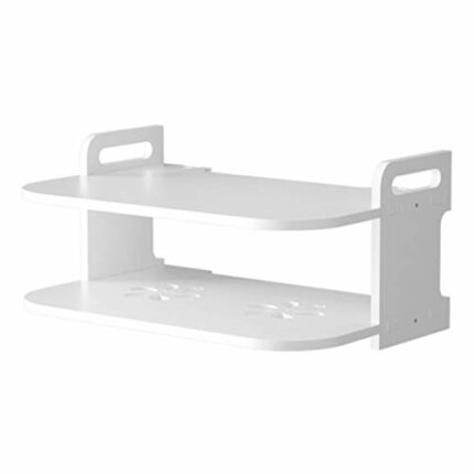 MOVKZACV Wall Mount DVD Shelf,Space Saving,Thickened board Strong Bearing Capacity,Punch-free For Router,Gamer Console, DVD Player, Remotes Etc