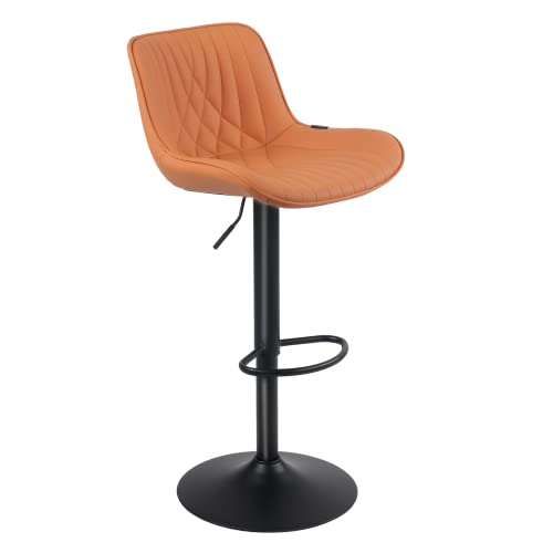 YOUTASTE Single Modern Bar Stool with Back Adjustable Barstools Luxury Upholstered Bar Chairs Faux Leather Counter Height Bar Stool Swivel Barsto