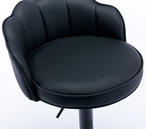 Swivel Faux Leather Barstools Adjusatble Seat Height Modern Upholstered Bar Stools, Black Metal Footrest Base, for Dining Room Breakfast Home Pub