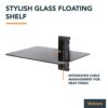 mahara Single Black Tempered Safety Glass Floating Shelf 38cm Width Maximum 10kg per Shelf for DVD players TV accessories Games Consoles Virgin b