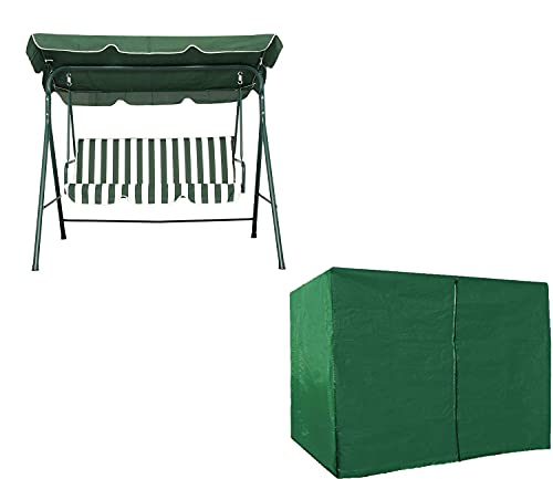 FINE GARDEN 3-Seater 215 X 125 X 168cm Green Garden Swing Cover Suitable For All Weather Protection waterproof and UV-resistant Hammock Cover wit