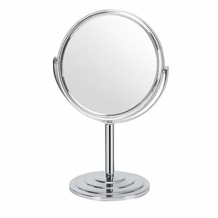 Wtrgas 1X 3X Magnifying Makeup Mirror Vanity Mirror for Tabletop, Silver 7 Inch Standing Bathroom Cosmetic Mirror, Portable Double Sided Magnific