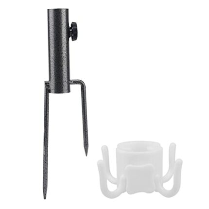 POHOVE Patio Umbrella Steel Anchor Beach Umbrella Sand Anchor With 2 Forks Heavy Duty Metal Ground Grass Screw Holder For Outdoor Beach Garden La