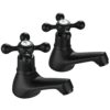Wasserrhythm Basin Taps Pair Bathroom Sink Taps Mixers Victorian Traditional Chrome Brass Cross Lever Wash Basin Tap