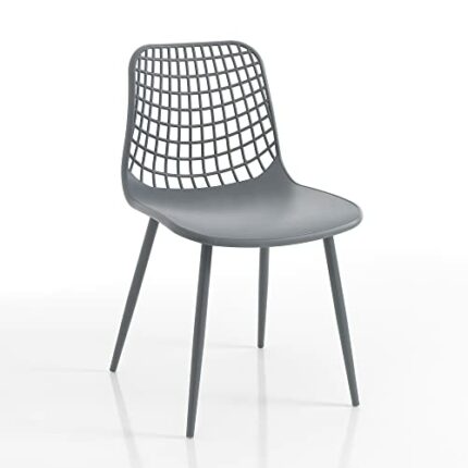 Oresteluchetta Set of 4 Chairs Indoor/Outdoor, Polypropylene Alloy Steel, Grey, cm. H.80 x L.46 x P.55