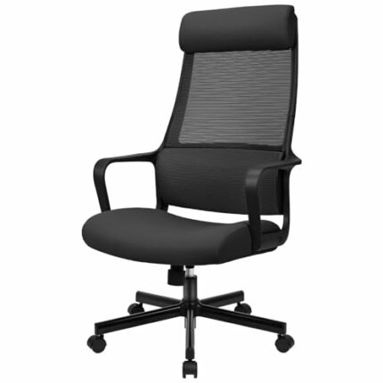 MELOKEA Office Chair, Ergonomic Desk Chair C-Curved Lumbar Support Adjustable Headrest, Mesh High Back Computer Chair for Home Office, Comfortabl