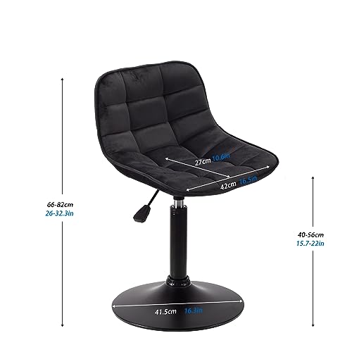 T-THREE.Dresser Stool, Swivel Chair, Barstool Set of 2,Suede, Adjustable Pneumatic Lift for Kitchen, Counter, Home, Dressing Room and Bar(Black)