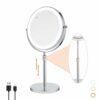Nicesail Higher Taller Tabletop Makeup Mirror of 8 Inch, 5X Magnified Makeup Mirror Countertop Standing, Height Adjustable, Double Sided Mirror i