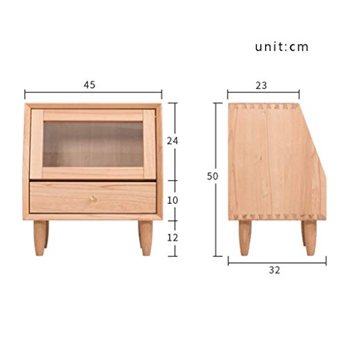 LUKEO Side table - 45 * 23 * 50cm,Wood color Bedside Table Bedroom Side, Partical Board and Legs, Easy Assembly and Sturdy, Brown