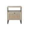 Nathan James Mina Side, End or Accent Table with Natural Rattan Storage Door for Living Room or Nightstand for Bedroom, Engineered Wood Metal, Oa
