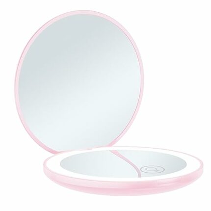 ChuanKetie Compact Mirror Magnifying Pocket Mirror, 1x/10x Small Travel Folding Mirror Dimmable Light Small Makeup Mirror, Gifts For Girls Women