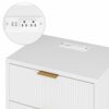 AEPOALUA Nightstand with Charging Station,Small Bedside Table with Two Drawers,End Table with Gold Frame,Night Stand,Bedside Furniture,2 Drawer D