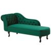 Vintage Style Left Hand Chaise Lounge Velvet Fabric Chesterfield Green Nimes