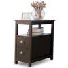 Sunangmas Ultra-thin bedside table with 2 drawers in the bedroom, retro coffee table side table in the lounge area in the living room, and space-