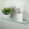 BSM Marketing 400mm x 100mm 6mm Thick Toughened Glass Shelf With Chrome Finish Shelf Supports