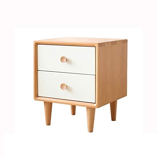 JYDQM Solid Wood Bedside Cabinet Simple Nordic Style Bedroom Cabinet, Double Drawer Design Bedside Cabinet
