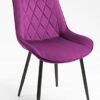 Hallowood Furniture Dining Chairs Set of 2 – Purple Linen Fabric Dining Chair with Sturdy Metal Legs for Dining Room – Kitchen Chairs with Padded