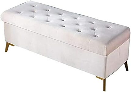 Living room storage shoe bench, fire resistant footpegs with metal legs, safety folding storage upholstery, entry bench,Beige