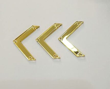 50PCS Sew on Right Angle Mirror Rhinestones,"V" Sew on Acrylic Mirror, Acrylic Sewing Strass Crystal Mirror, Sew on Mirrors/Mirror Pieces (Gold M