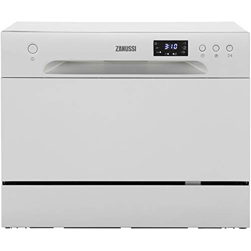Zanussi ZDM17301SA Freestanding Counter Top Dishwasher, Compact Dishwasher, 55 cm Width, 6 Place Settings, 6 Programmes, Residual Drying, 52dB, S