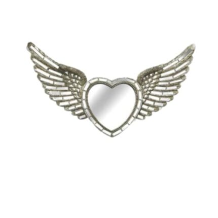 Marco Paul Mosaic Heart Wing Wall Mounted Mirror Angel Wings Heart Shaped Hanging Decorative Ornamental Home Decor Vintage Retro Shabby Chic Styl