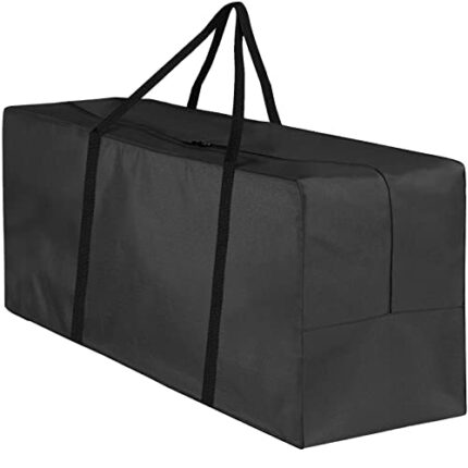 Garden Cushion Storage Bag Outdoor Cushion Storage Waterproof Oversized Cushion Cover with Zipper Handles Black (173 x 76 x 51 cm)