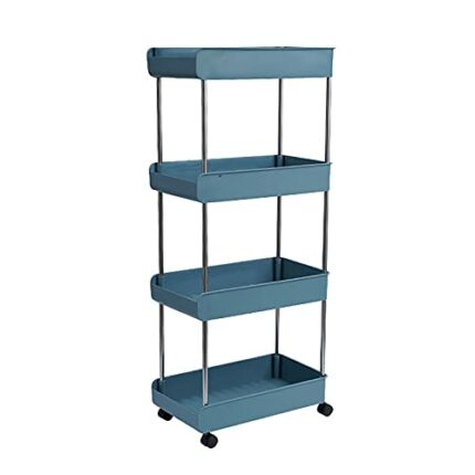 BETTER ANGEL XING 4 Tier Slim Storage Cart Mobile Shelving Unit Organizer Slide Out Storage Rolling Utility Cart Tower Rack For Kitchen Bathroom