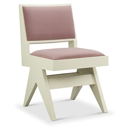 Meelano Side Chair, Oak Velvet, Pink
