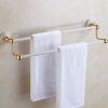 XHALERY Bathroom Space Aluminum Wall Towel Rack Bathroom Towel Rack Shelf Storage Rack Single Rod Bathroom Shower Rack (Gold + White) Tower Hange