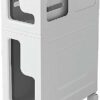 OPSREY Narrow Bathroom Floor Cabinet Storage Drawers, Space Saving Slim Toilet Paper Storage Cabinet with Casters Narrow Storage Drawer Cart Larg